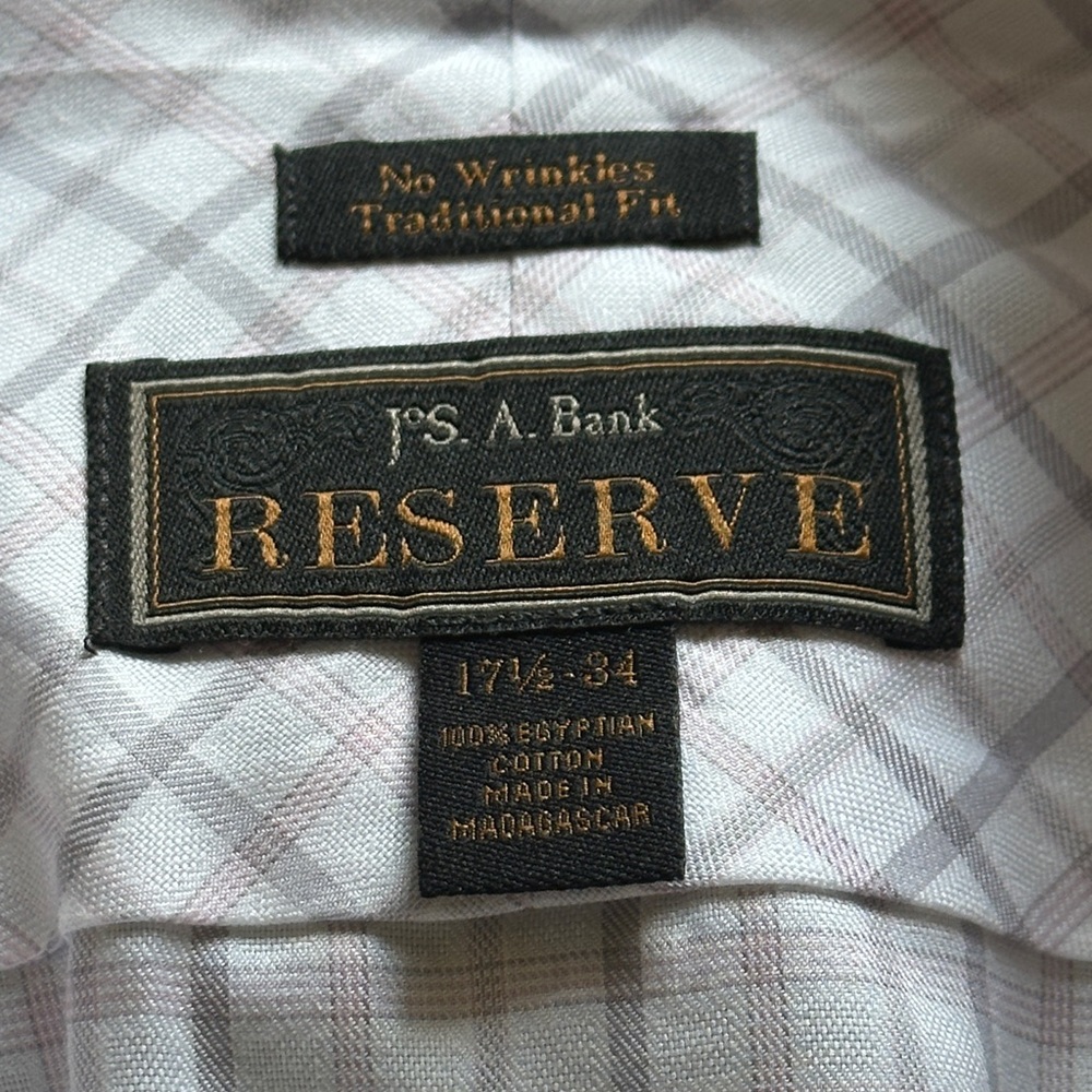 Jos. A. Bank Purple and White Checkered Dress Shirt - Picture 4 of 8